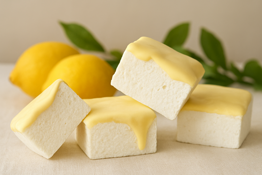 lemon marshmallows dipped in white chocolate 